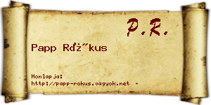 Papp Rókus névjegykártya